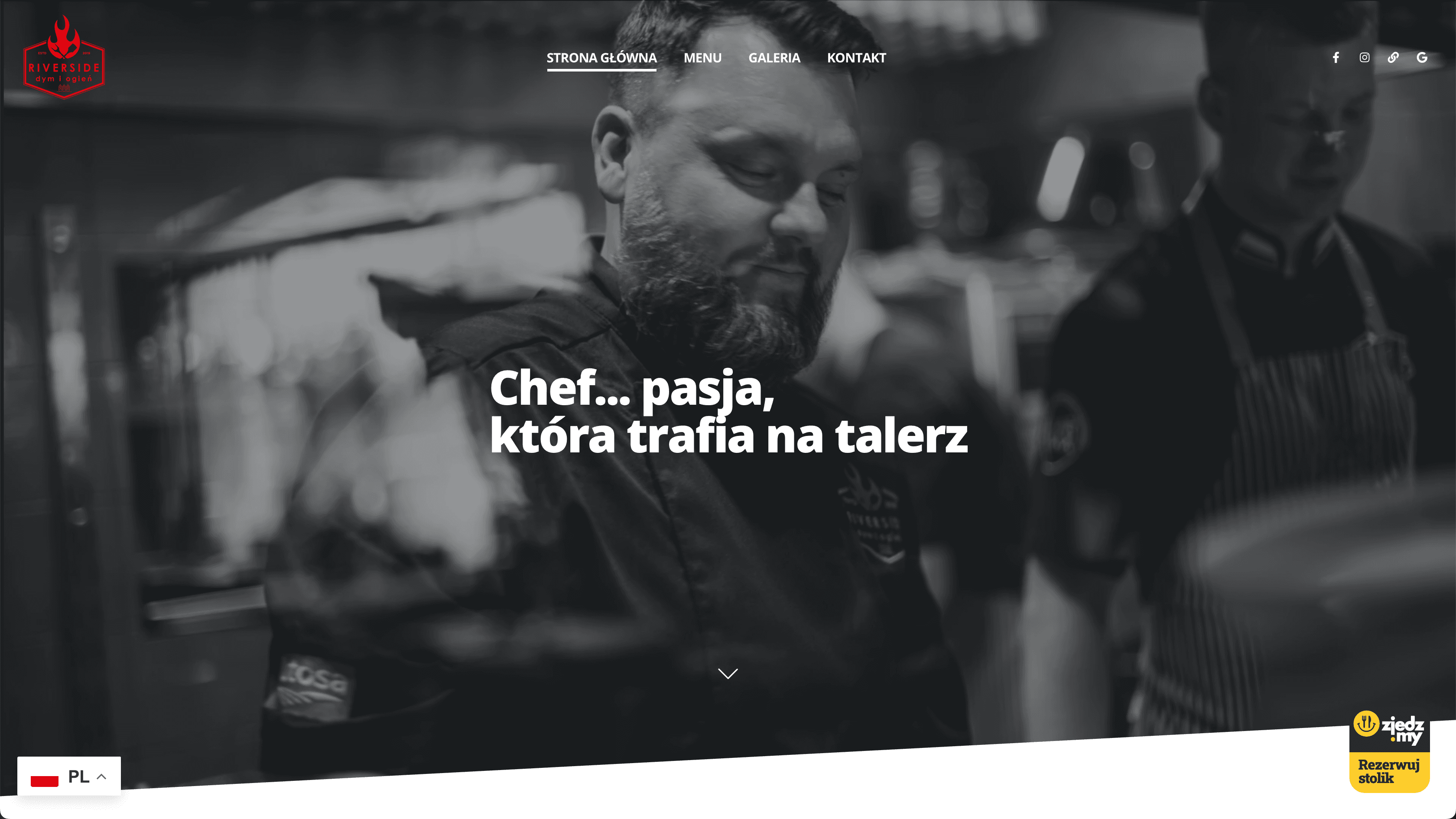 Restaurant website at the start of the project, on desktop